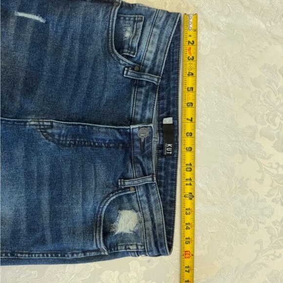 Kut From The Kloth Sz 10 High Rise Chrissie Fab Ab Straight Leg Distressed Jeans - Picture 9 of 9